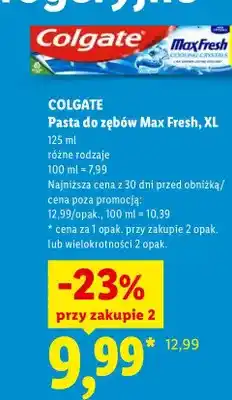 Lidl Pasta do zębów Colgate Max Fresh XL oferta