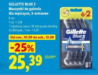 Lidl Maszynki do golenia dla mężczyzn 3-ostrzowe Gillette Blue 3 Plus Comfort 8-pak oferta