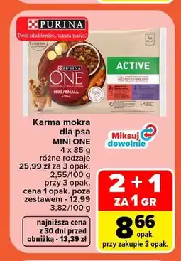 Carrefour Karma mokra dla psa Mini ONE Purina 4-pak oferta