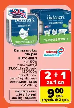 Carrefour Karma mokra dla psa Butcher's 4-pak oferta