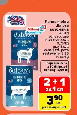 Carrefour Karma mokra dla psa z jagnięciną i nerkami Butcher's oferta