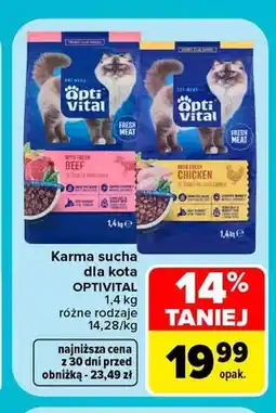 Carrefour Karma sucha dla kota ze świeżą wołowiną Opti Vital oferta