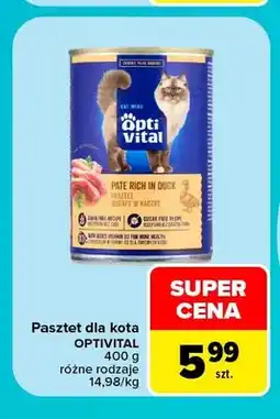 Carrefour Pasztet dla kota bogaty w kaczkę Opti Vital oferta