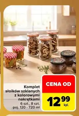 Carrefour Komplet słoików szklanych z kolorowymi nakrętkami 8 szt oferta