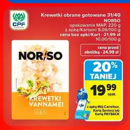 Carrefour Krewetki obrane gotowane Norso oferta