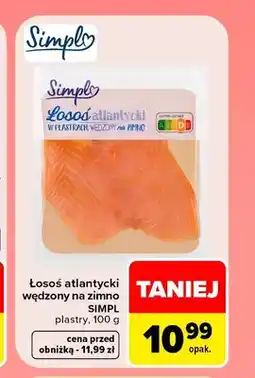 Carrefour Łosoś atlantycki wędzony na zimno w plastrach Simpl oferta