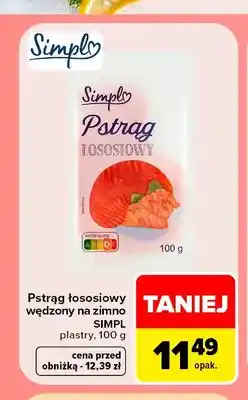 Carrefour Pstrąg łososiowy wędzony na zimno plastry Simpl oferta