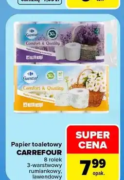 Carrefour Papier toaletowy 8-pak 3-warstwowy lawendowy Carrefour oferta