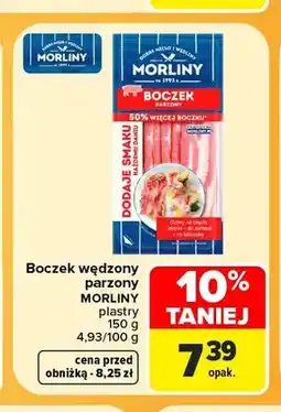 Carrefour Boczek wędzony parzony plastry Morliny oferta