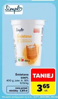 Carrefour Śmietana Simpl 18% oferta