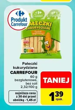 Carrefour Pałeczki kukurydziane bezglutenowe bez soli Carrefour oferta