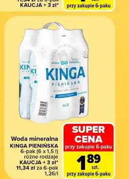 Carrefour Woda mineralna Kinga Pienińska 6-pak oferta
