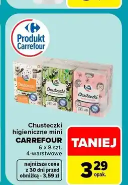 Carrefour Chusteczki higieniczne mini Carrefour 6-pak 4-warstwowe oferta