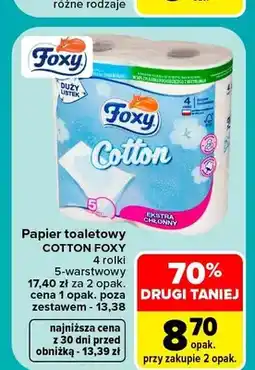 Carrefour Papier toaletowy Cotton Foxy 4 rolki 5-warstwowy oferta