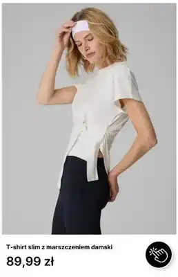 T-shirt slim z marszczeniem damski