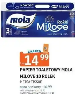 E.Leclerc PAPIER TOALETOWY MOLA MILOVE 10 ROLEK METSA TISSUE oferta