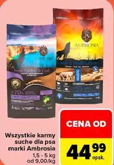Carrefour Wszystkie karmy suche dla psa marki Ambrosia oferta