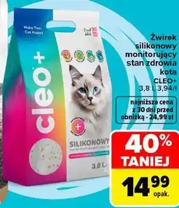 Carrefour Żwirek silikonowy monitorujący stan zdrowia kota CLEO+ oferta