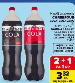 Carrefour Napój gazowany CARREFOUR COLA, COLA ZERO oferta