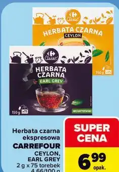 Carrefour Herbata czarna ekspresowa CARREFOUR Ceylon, Earl Grey oferta
