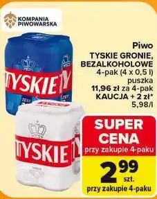 Carrefour Piwo Tyskie Gronie, Bezalkoholowe 4-pak (4 x 0,5 l) oferta