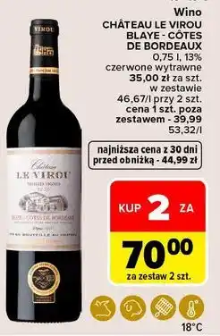 Carrefour Market Wino Château Le Virou Blaye - Côtes de Bordeaux czerwone wytrawne oferta