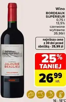 Carrefour Market Wino Bordeaux Supérieur Château Jalousie Beaulieu czerwone wytrawne oferta