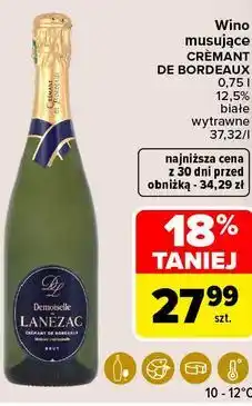 Carrefour Market Wino musujące Crémant de Bordeaux Demoiselle Lanézac białe wytrawne oferta