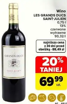 Carrefour Market Wino Les Grands Ducs Saint-Julien czerwone wytrawne oferta