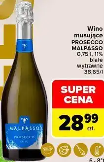 Carrefour Market Wino musujące PROSECCO MALPASSO białe wytrawne oferta