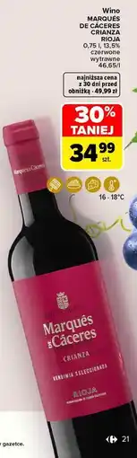 Carrefour Market Wino MARQUÉS DE CÁCERES CRIANZA RIOJA czerwone wytrawne oferta