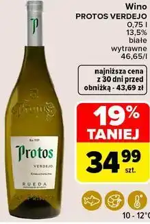 Carrefour Market Wino PROTOS VERDEJO białe wytrawne oferta