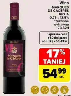 Carrefour Market Wino MARQUÉS DE CÁCERES RIOJA Reserva czerwone wytrawne oferta