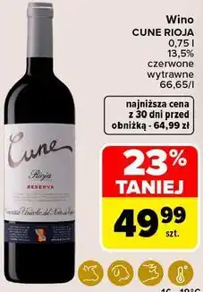 Carrefour Market Wino CUNE RIOJA Reserva czerwone wytrawne oferta