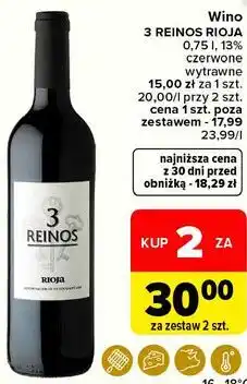 Carrefour Market Wino 3 REINOS RIOJA czerwone wytrawne oferta