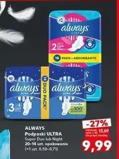 Kaufland Podpaski ze skrzydełkami rozmiar 2 super Always Ultra oferta