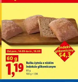 Lidl Bułka żytnia o niskim indeksie glikemicznym oferta
