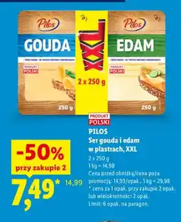 Lidl Ser gouda i edam w plastrach XXL 2-pak Pilos oferta