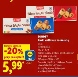 Lidl Rurki waflowe z czekoladą Sondey oferta