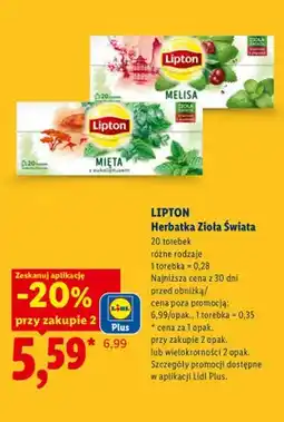 Lidl Herbatka Zioła Świata Lipton oferta
