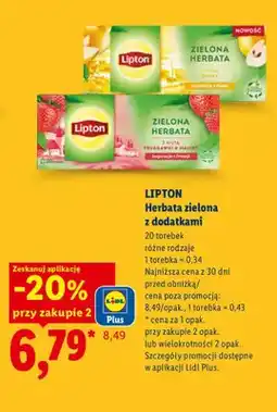 Lidl Herbata zielona z dodatkami Lipton oferta