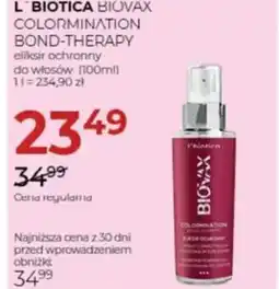 Jawa Drogerie L'biotica biovax colormination bond-therapy eliksir ochronny do włosów oferta
