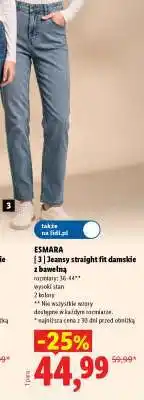 Lidl ESMARA Jeansy straight fit damskie z bawełną oferta
