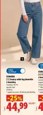 Lidl ESMARA Jeansy wide leg damskie z bawełną oferta