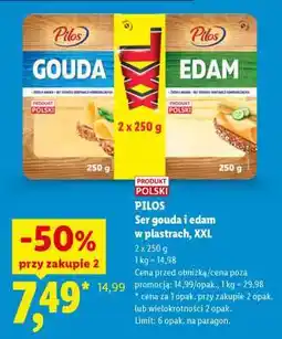 Lidl PILOS Ser gouda i edam w plastrach, XXL oferta