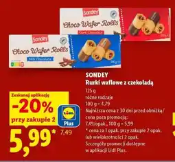 Lidl SONDEY Rurki waflowe z czekoladą oferta