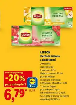 Lidl LIPTON Herbata zielona z dodatkami oferta