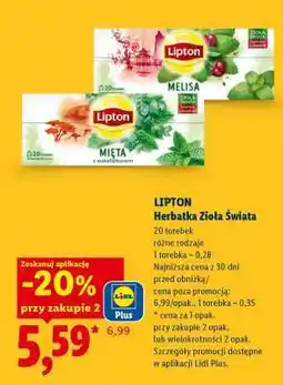 Lidl Lipton Herbatka Zioła Świata oferta