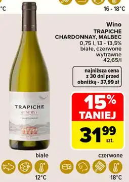 Carrefour Market Wino trapiche chardonnay, malbec oferta