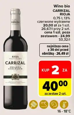 Carrefour Market Wino bio carrizal rioja oferta